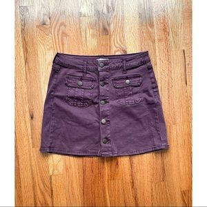 Burgundy button-up skirt